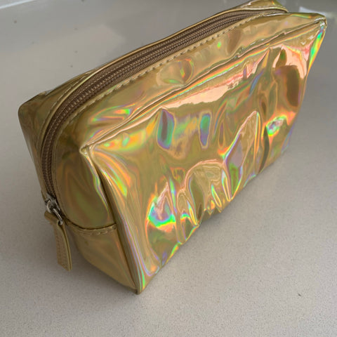 Gold Holographic Makeup Bag